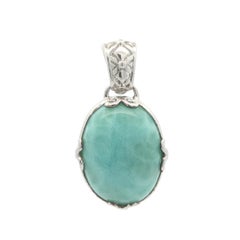 Ciondolo decorativo in argento sterling con larimar ovale a taglio cabochon