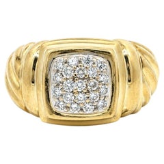 David Yurman 18k Yellow Gold .21ctw Pave Diamond Wide Cable Band Ring