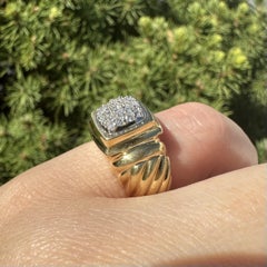 David Yurman 18k Yellow Gold .21ctw Pave Diamond Wide Cable Band Ring