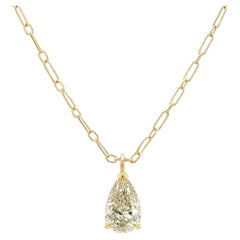 Handmade Gold GIA Fancy Colored 1.50ct Pear Diamond Solitaire Pendant Necklace