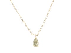 Handmade Gold GIA Fancy Colored 1.50ct Pear Diamond Solitaire Pendant Necklace