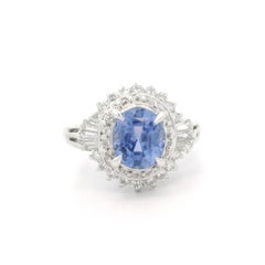 Bague Ballerina en platine GIA 2.56ctw No Heat Periwinkle Blue Sapphire & Diamond