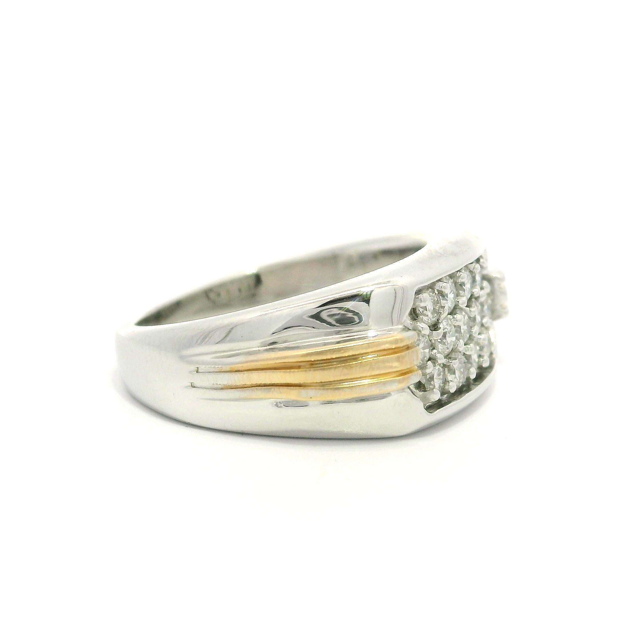 Taglio brillante Anello da uomo a fascia larga in oro bianco e giallo 14k 0,40ctw Pave Diamond in vendita