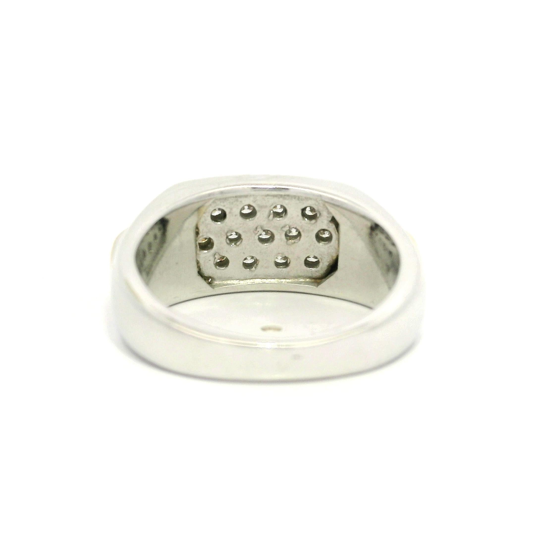 Anello da uomo a fascia larga in oro bianco e giallo 14k 0,40ctw Pave Diamond in vendita 1