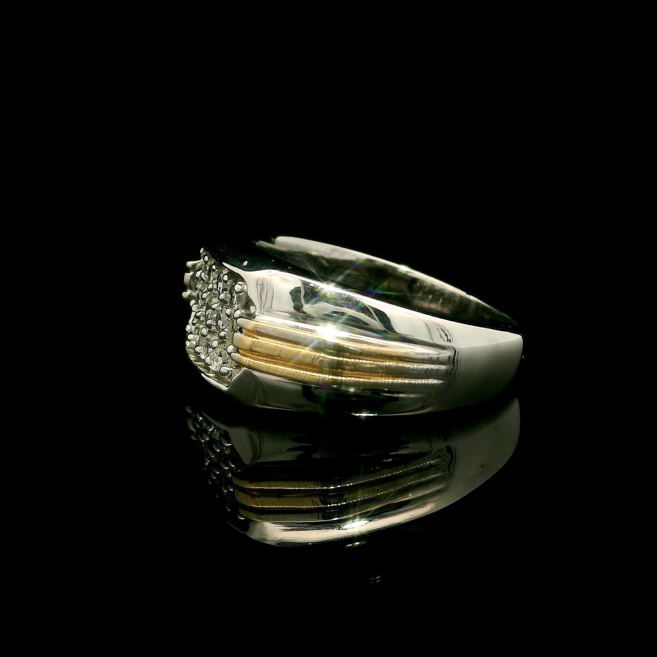 Anello da uomo a fascia larga in oro bianco e giallo 14k 0,40ctw Pave Diamond in vendita 6