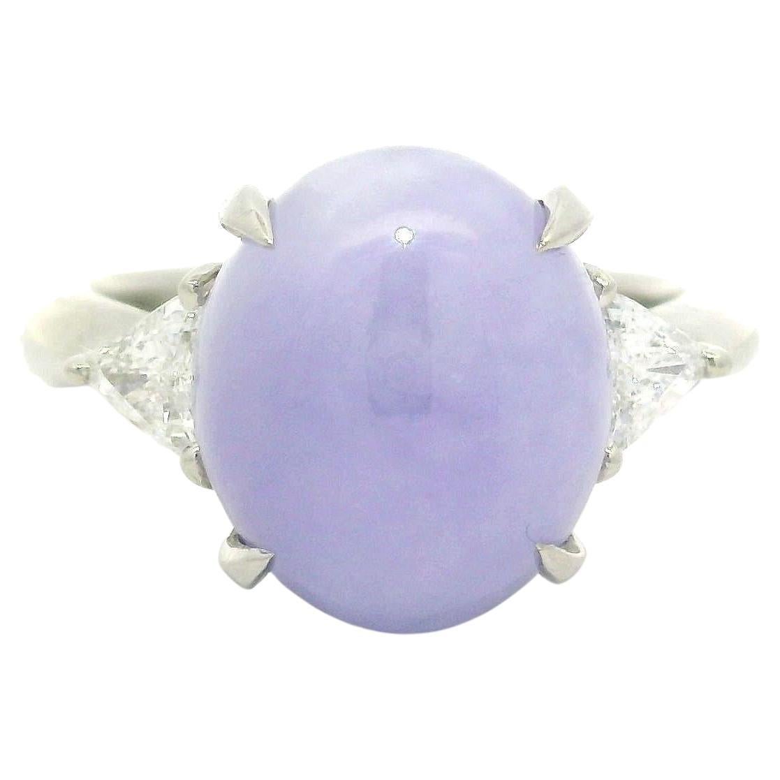 Platino GIA 7,44ctw Ovale Viola Lavanda A Giada Trillion Diamond Sides Anello