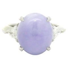 Platinum GIA 7.44ctw Oval Lavender Purple A Jade Trillion Diamond Sides Ring