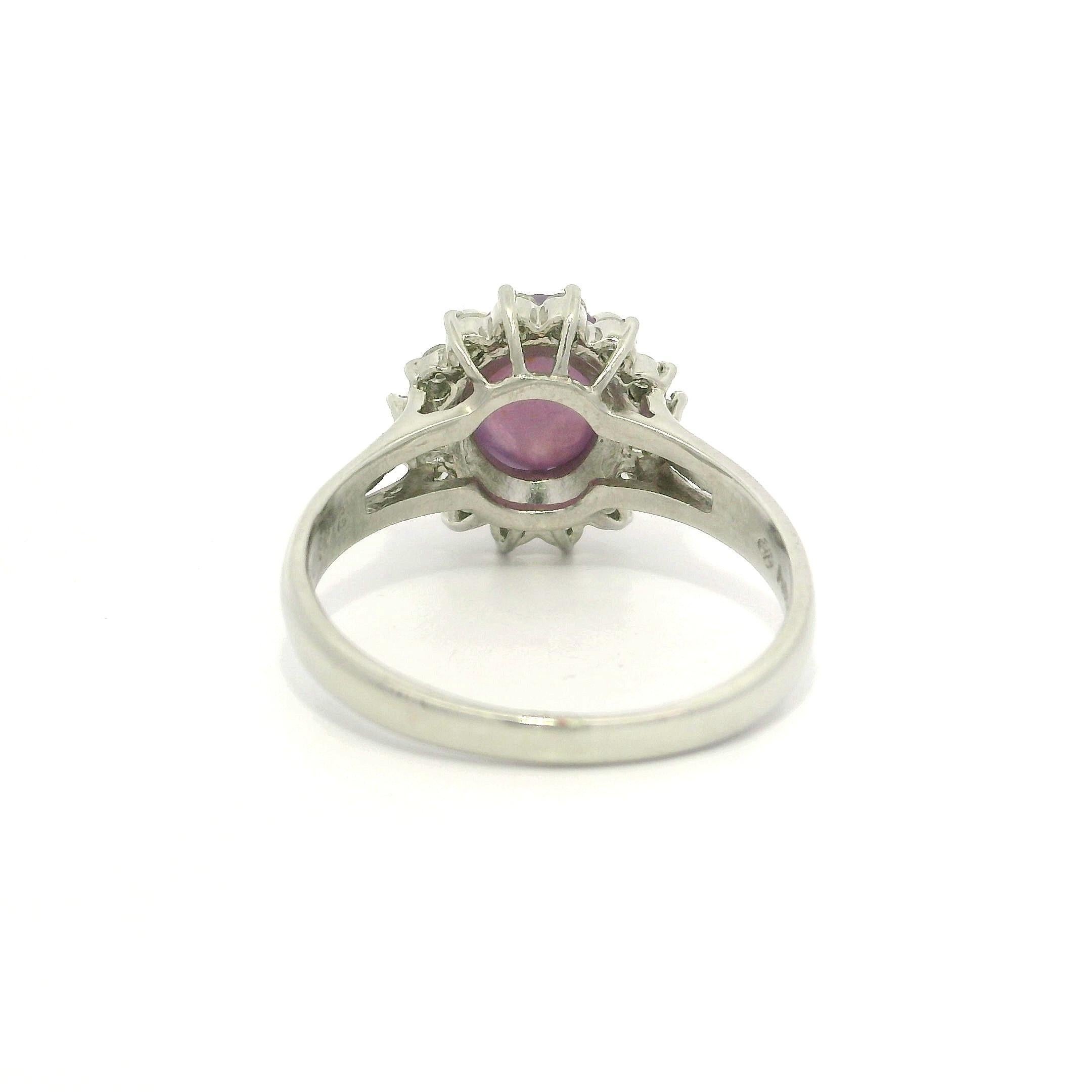 Platin GIA 2,78ctw lila rosa Stern Saphir w / Diamant Halo Cluster Ring im Angebot 5