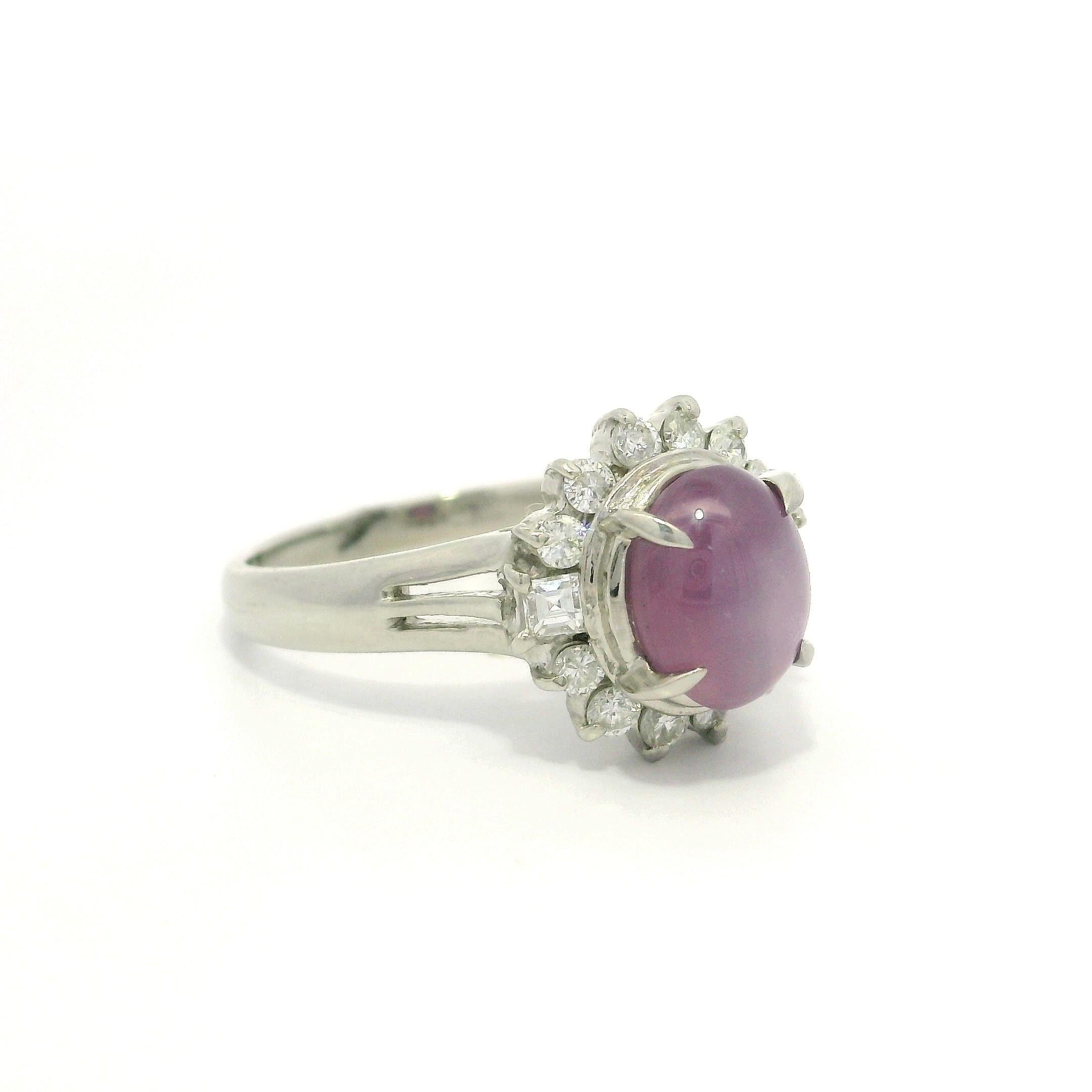 Platin GIA 2,78ctw lila rosa Stern Saphir w / Diamant Halo Cluster Ring im Angebot 3