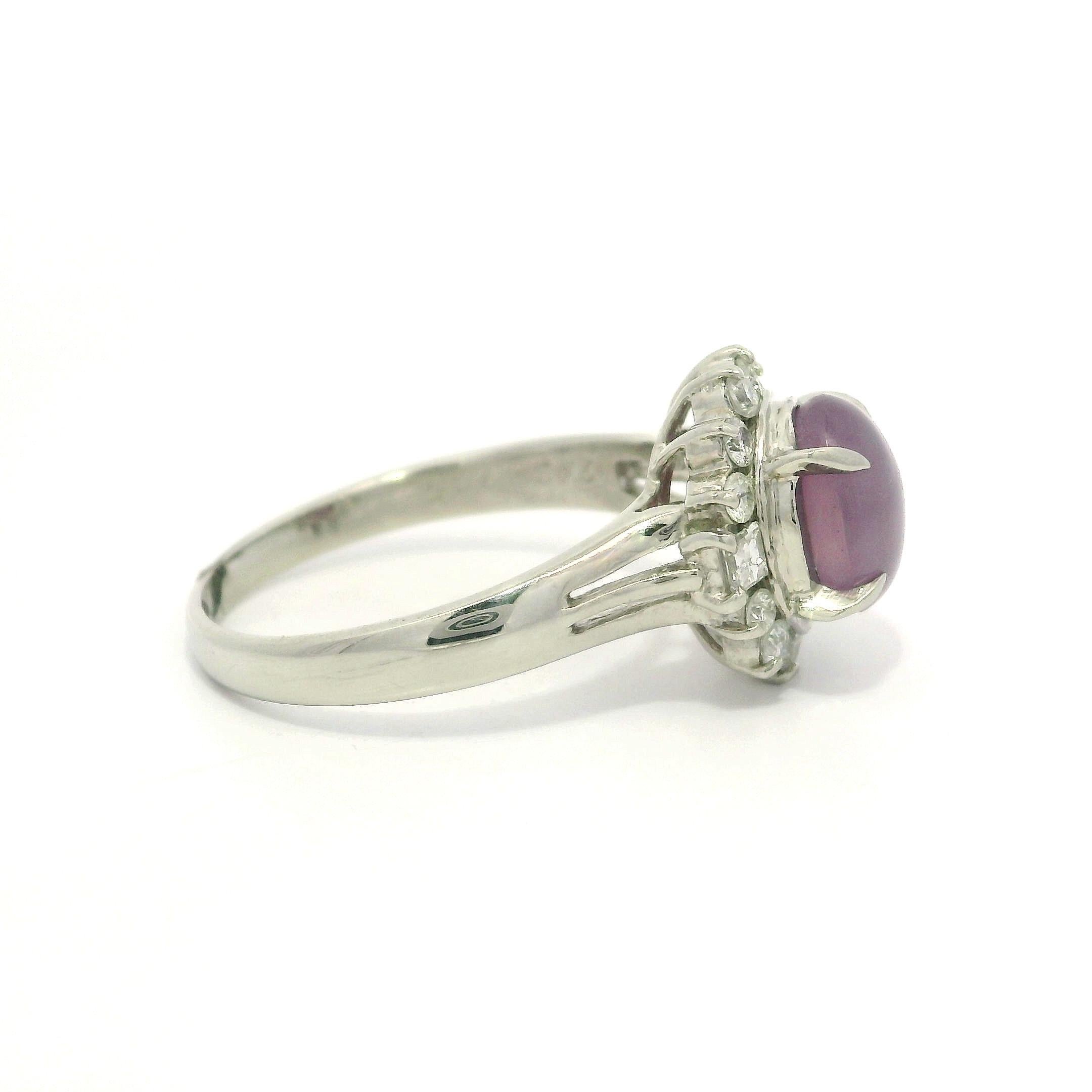 Platin GIA 2,78ctw lila rosa Stern Saphir w / Diamant Halo Cluster Ring im Angebot 4