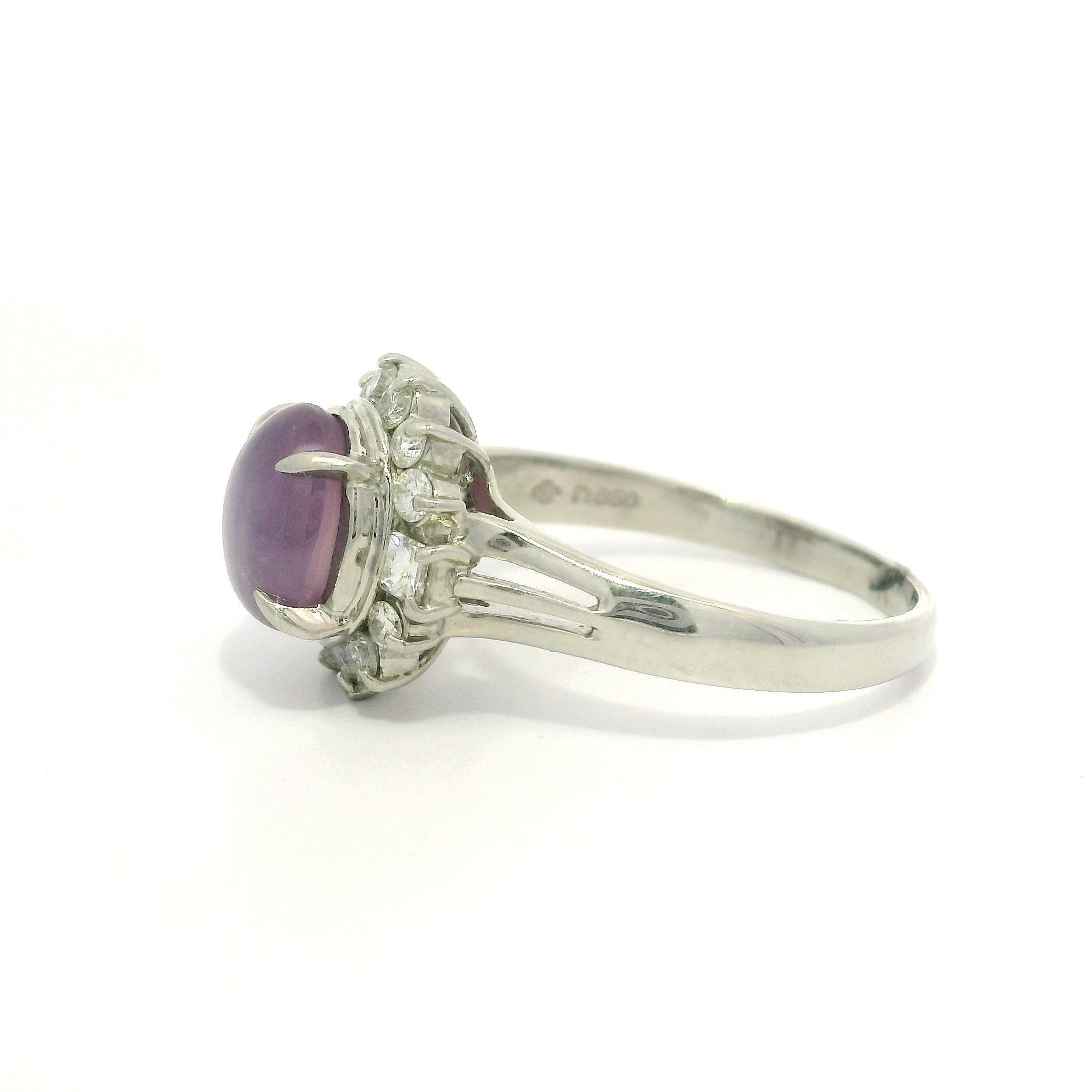 Platin GIA 2,78ctw lila rosa Stern Saphir w / Diamant Halo Cluster Ring im Angebot 6