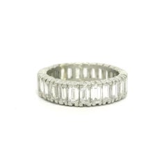 Antique Platinum 3.50ct Straight Baguette Diamond Eternity Stack Band Ring sz6.5