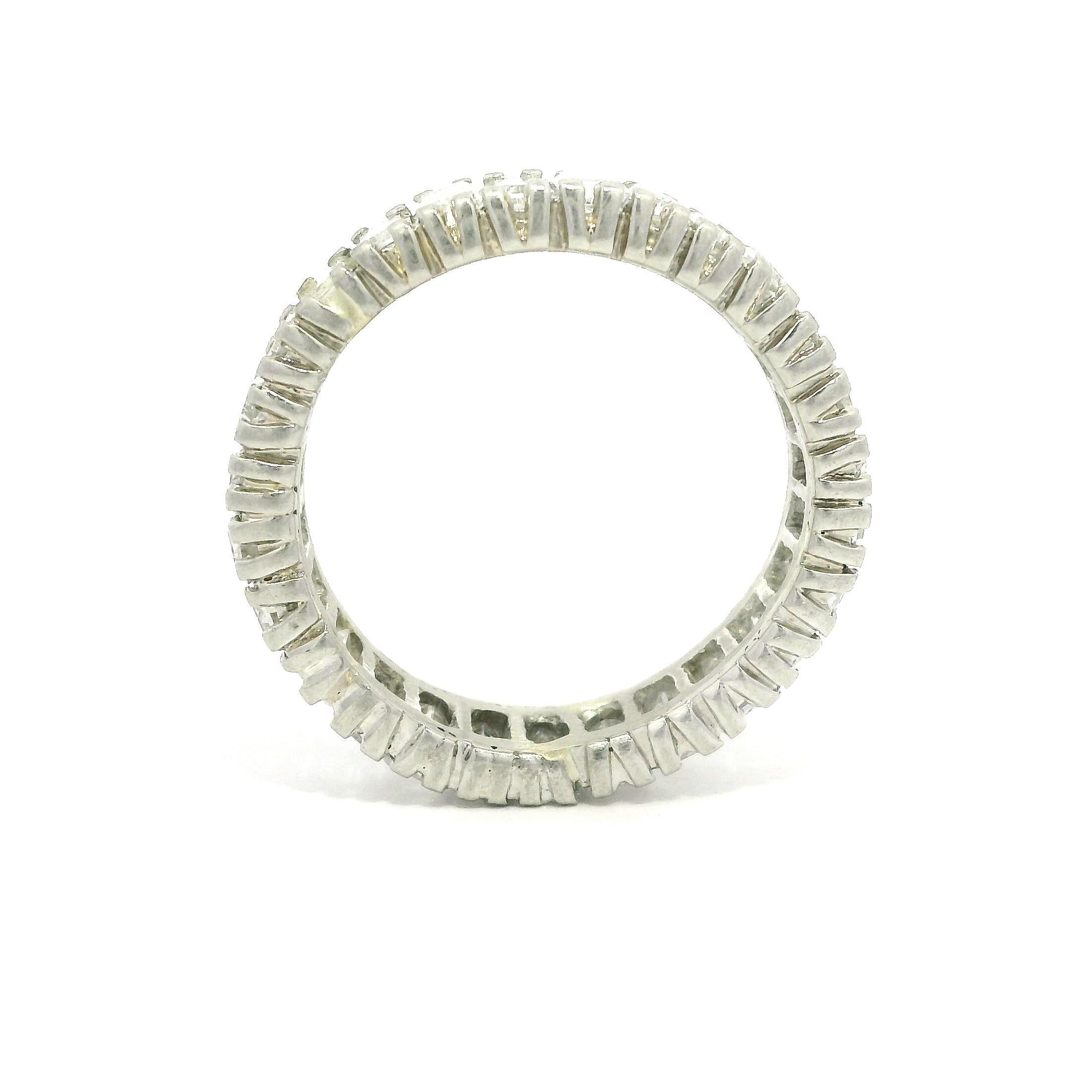 Donna Anello di platino antico con diamanti baguette eternità 3.50ct sz6.5 in vendita
