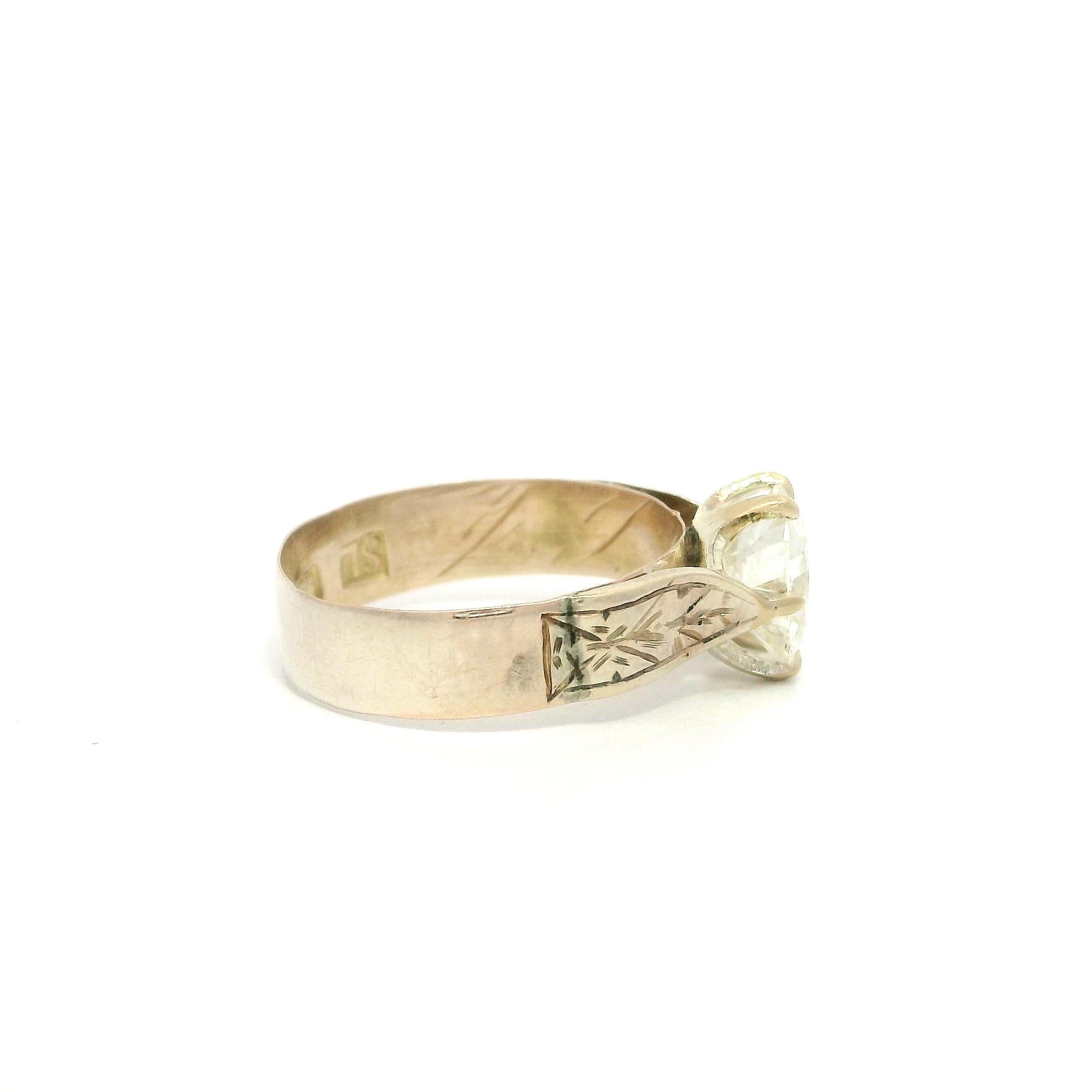 Bague de fiançailles ancienne en or victorien GIA 1,46ct diamant taille ancienne gravé à la main en vente 10