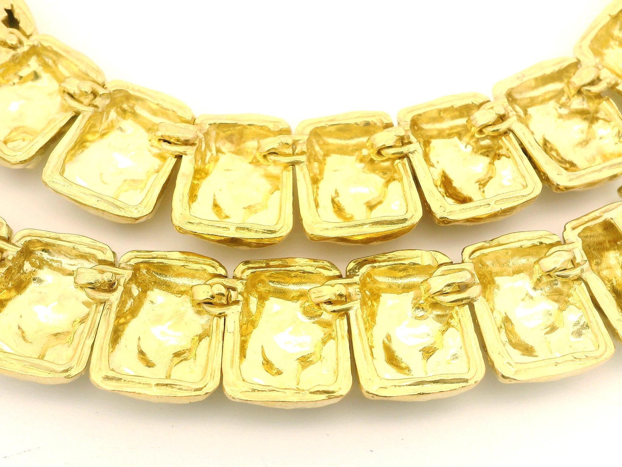 David Webb Solid 18k Yellow Gold Nugget Style Graduated Panel 16