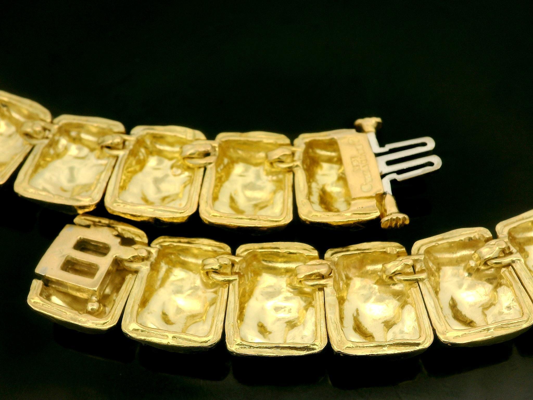 David Webb Solid 18k Yellow Gold Nugget Style Graduated Panel 16