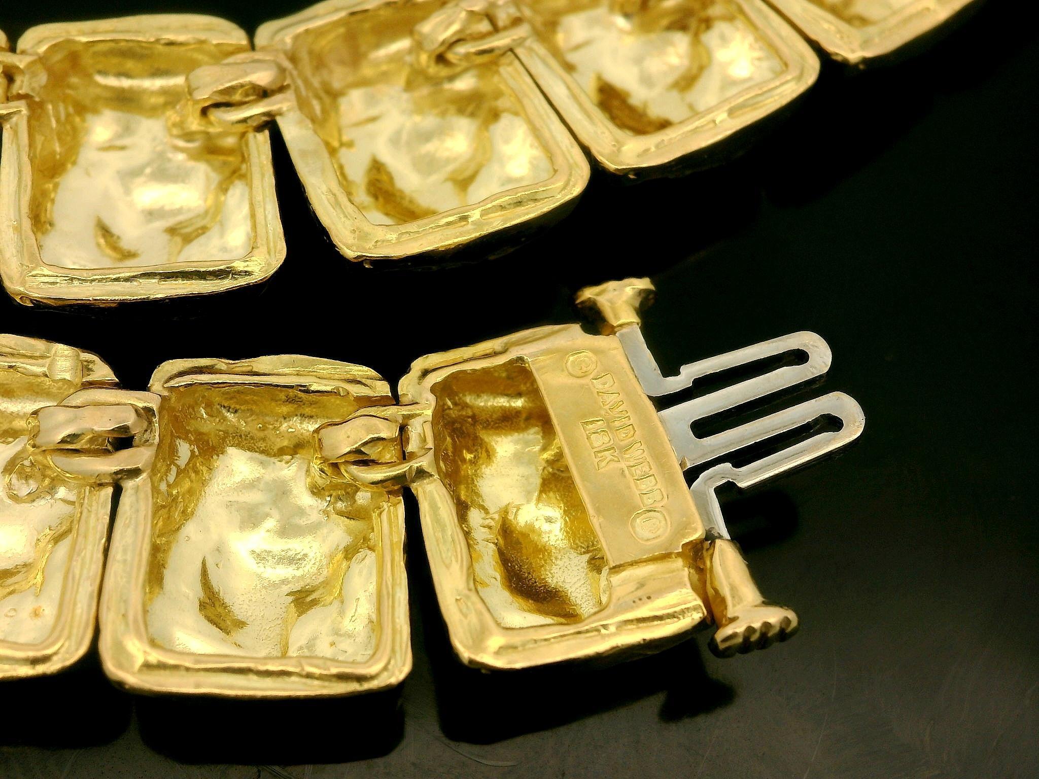 David Webb Solid 18k Yellow Gold Nugget Style Graduated Panel 16