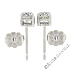 Antique Platinum 0.81ctw Old European Cut Diamond Classic Basket Stud Earrings