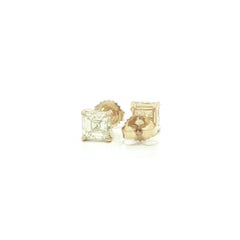 Pendientes nuevos de oro amarillo de 18 quilates con diamantes de talla Asscher cuadrada y esmeralda, con certificación GIA y un peso total de 3,01 quilates