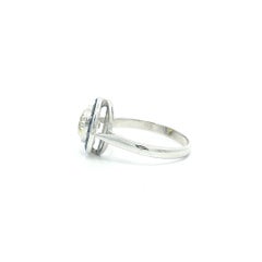 Vintage 18k Gold 2.23ctw GIA Old European Diamond French Cut Sapphire Halo Ring