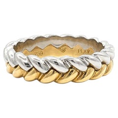 Solid Platinum & 18k Yellow Gold Braided Interlocked Look Band Ring sz10