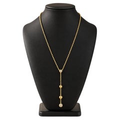Vintage Cartier Paris Draperie De Décolleté 18k Gold Diamond Bead Ball Necklace