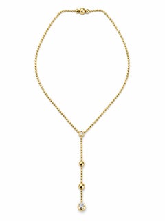 Vintage Cartier Paris Draperie De Décolleté 18k Gold Diamond Bead Ball Necklace