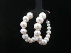 Shy Creations 14k Yellow Gold Graduated Cultured Pearl Hoop Earrings