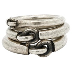 Vintage M. Cohen Solid Sterling Silver LYRA Graduated Set of 3 Band Rings