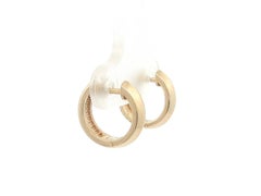 Liven 14k Yellow Gold Single Pave Diamond Knife Edge Petite Huggie Hoop Earrings