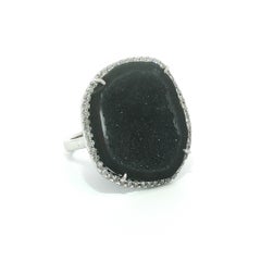 Kimberly McDonald 18k Gold Druzy Geode Diamond Rockras Cocktail Ring