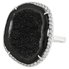 Kimberly McDonald 18k Gold Druzy Geode Diamond Rockras Cocktail Ring