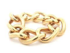 Vintage Italian 18k Yellow Gold Chunky Bold Curb Link Bracelet w/ Hidden Clasp