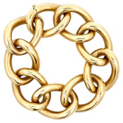 Vintage Italian 18k Yellow Gold Chunky Bold Curb Link Bracelet w/ Hidden Clasp