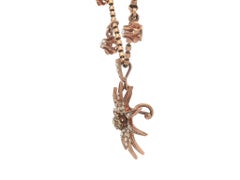 Victorian Gold Old Cut Diamond Buttercup Charms Seed Pearl Star Pendant Necklace