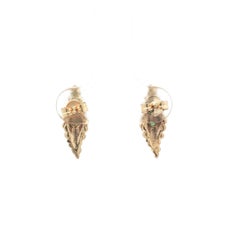 Vintage 14k Yellow Gold Emerald Bead Cluster Marquise Shape Stud Earrings