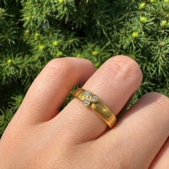 Lika Behar Silver Gold Diamond Random Walk Yin & Yang Hammered Band Ring Sz 6