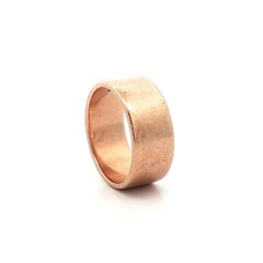 Antique English 9k Rosy Yellow Gold 9mm Wide Plain Classic Band Ring