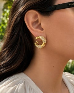 Clip-Ohrringe aus 18-karätigem Gelbgold in Form einer großen Croissant-Garnele mit Diamanten (insgesamt 3,75 Karat)