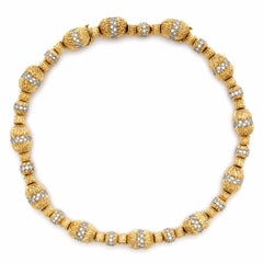 Solid Gold & Platinum 17ctw Pave Diamond Textured Hatching Egg Necklace