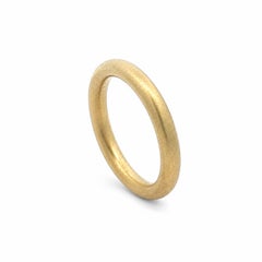 10k Yellow Gold Matte Finish Plain Rounded Tube Stack Band Ring