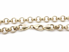 Italian 14k Yellow Gold Rolo Link Chain Bracelet w/ Lobster Clasp