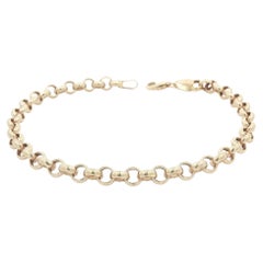 Italian 14k Yellow Gold Rolo Link Chain Bracelet w/ Lobster Clasp
