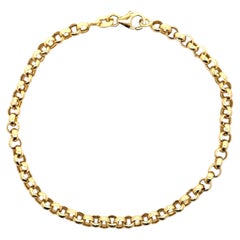 18 Yellow Gold Rolo Link Stackable Charm Bracelet w/ Lobster Clasp