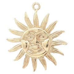 Vintage Collectible 14k Yellow Gold St. Croix Sun Face Round Charm Pendant