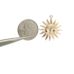 Vintage Collectible 14k Yellow Gold St. Croix Sun Face Round Charm Pendant