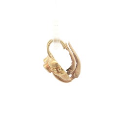 Vintage Yellow Gold Diamond Puffed Heart Beaded Drop Lever Back Earrings