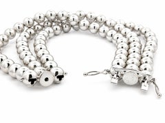 Bracelet Craig Drake en or blanc 18 carats, avec diamants sertis en lunette (2 carats au total) et 3 rangées de perles