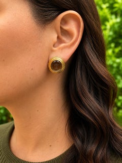 Elizabeth Locke 18k Gold Bronze Venetian Glass Intaglio MOP Honey Bee Earrings