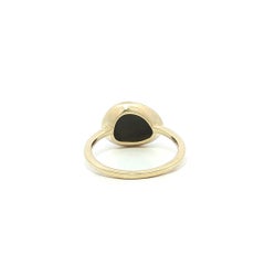 14k Yellow Gold Free Form Boulder Opal Framed In Diamonds Dainty Ring